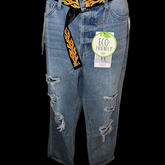 SIMPLE SOCIETY STRAIGHT SUPER HIGH-RISE ROLL CUFF BUTTON FLY JEANS SIZE 9/29 - Picture 6 of 16